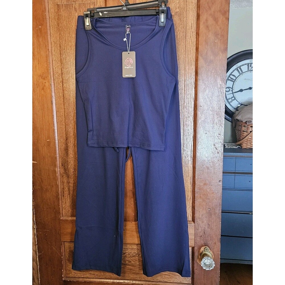 Bloggerlove Womens‎ Medium Navy 2 Piece Jogger Outfit Set Trendy Matching New
